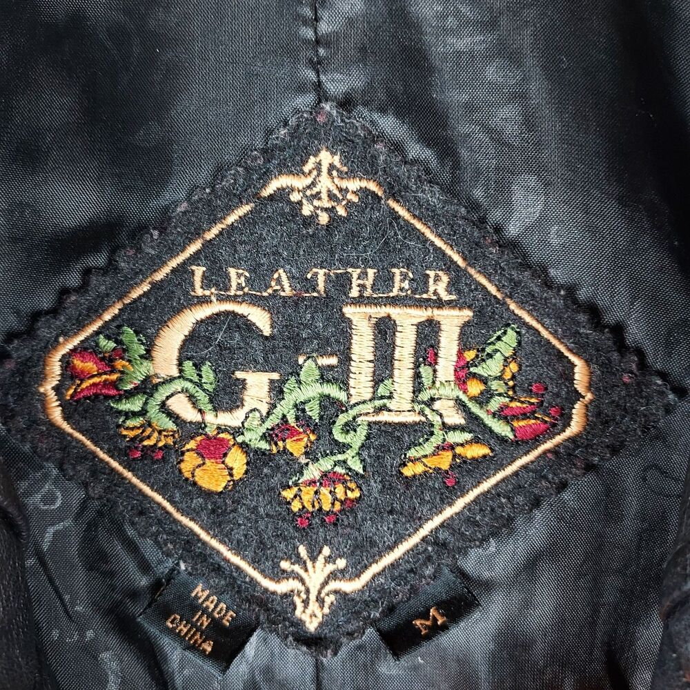 Vintage G-III Black Leather Coat Womens Medium Long Oversized Jacket - Picture 4 of 10